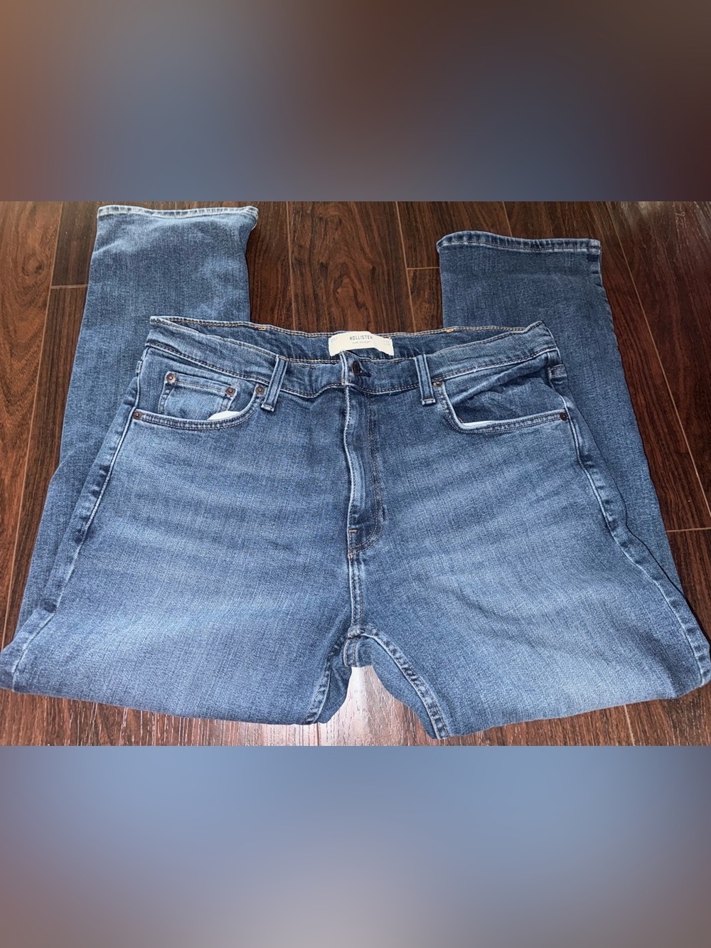 Hollister Men's Slim Straight Mid Blue Denim Jeans